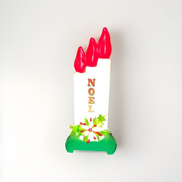 Vintage Empire Christmas Blow Mold Light Up NOEL Triple Candle 13” Working - Picture 8 of 8